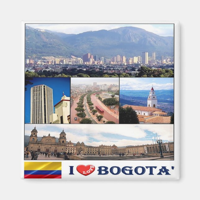 zCO012 BOGOTA' I Love, Mosaic, Colombia, Fridge Magnet (Front)