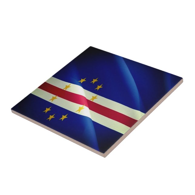 zCV002 CAPE VERDE, Waving Flag, Africa, Tile (Side)