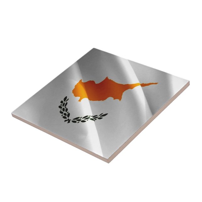 zCY002 waving CYPRIOT FLAG, Cyprus, Tile (Side)