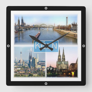 zDE025 COLOGNE KÖLN Germany, Europe, Square Wall Clock
