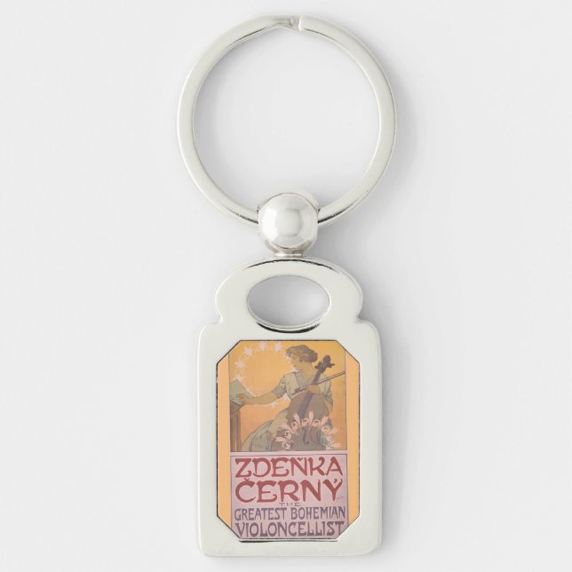 Zdenka Cerny poster by Alphonse Mucha  Key Ring (Front)