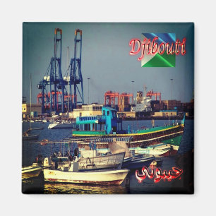 zDJ004 DJIBOUTI Port, Africa, Fridge Magnet