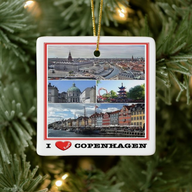 zDK014 COPENHAGEN KOPENHAGEN I LOVE,  Ceramic Ornament (Tree)