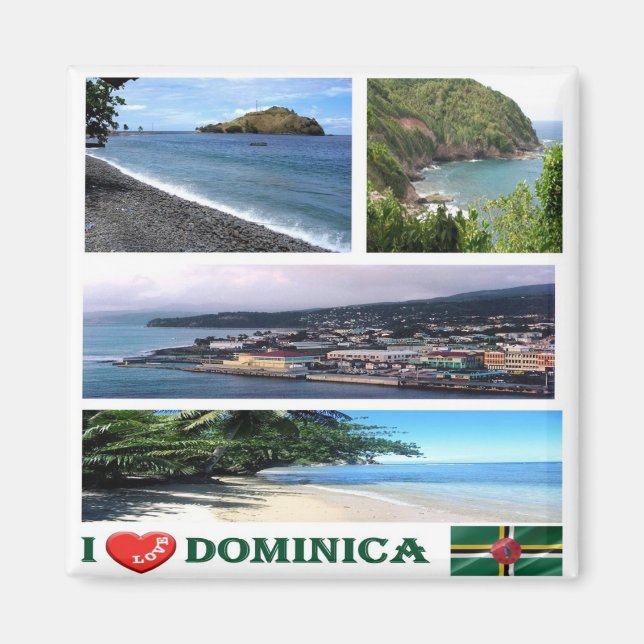 zDM003 DOMINICA I Love, Mosaic, America, Fridge Magnet (Front)