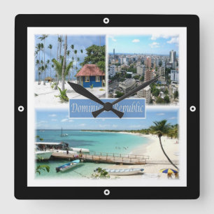 zDO005  DOMINICAN REPUBLIC, Mosaic, America, Square Wall Clock