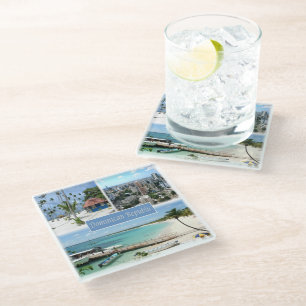 zDO005  DOMINICAN REPUBLIC, Mosaic, Glass Coaster