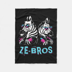 Ze-Bros Retro Zebra Bro Flex Animal Word Pun Lover Fleece Blanket