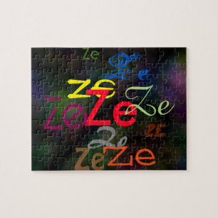 Ze/Custom Pronoun All Over Puzzle