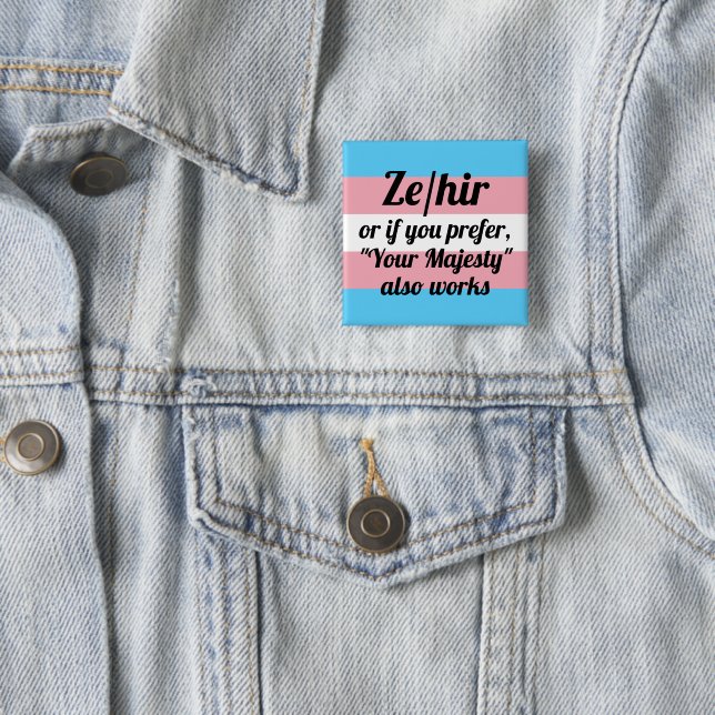 Ze/hir 15 Cm Square Badge (In Situ)