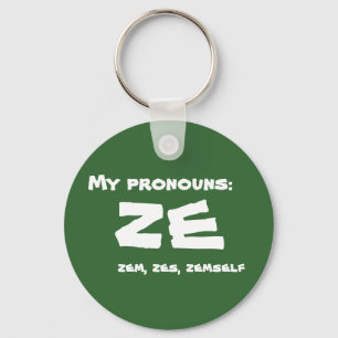 Ze or Custom Pronoun Key Ring