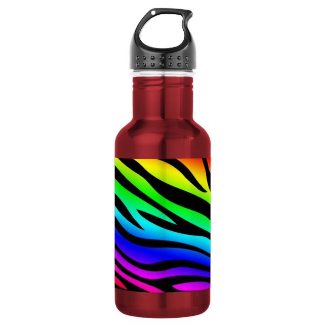 Zebbra Stripes Rainbow 532 Ml Water Bottle (Front)