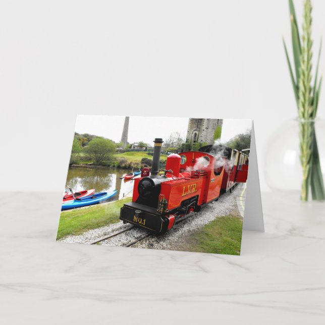 Zebedee steam engine at Lappa Valley Holiday Card (Front)