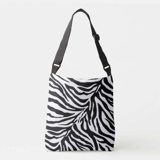 zebra 1 animal print in black and white crossbody bag (Front)