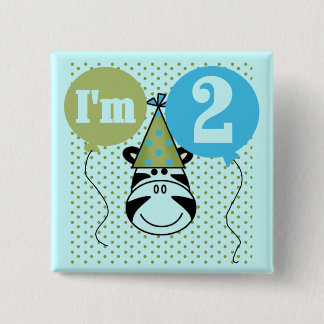 Zebra 2nd Birthday T-shirts and Gifts 15 Cm Square Badge