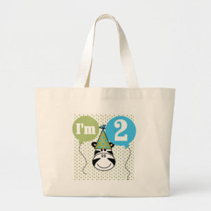 Zebra 2nd Birthday T-shirts and Gifts Large Tote Bag