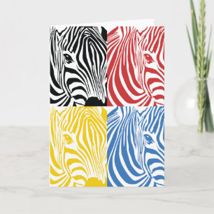 Zebra 4-Coloured Greetings Card