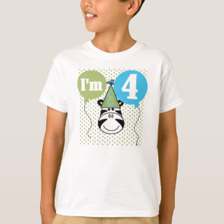 Zebra 4th Birthday T-Shirt