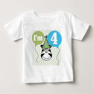 Zebra 4th Birthday T-shirts and Gifts