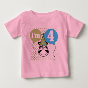 Zebra 4th Birthday T-shirts and Gifts