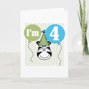 Zebra 4th Birthday T-shirts and Gifts Card