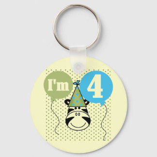 Zebra 4th Birthday T-shirts and Gifts Key Ring