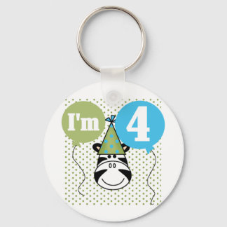 Zebra 4th Birthday T-shirts and Gifts Key Ring