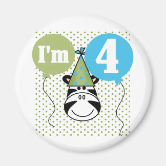 Zebra 4th Birthday T-shirts and Gifts Magnet