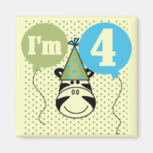 Zebra 4th Birthday T-shirts and Gifts Magnet