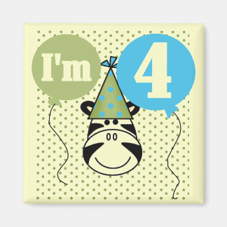 Zebra 4th Birthday T-shirts and Gifts Magnet
