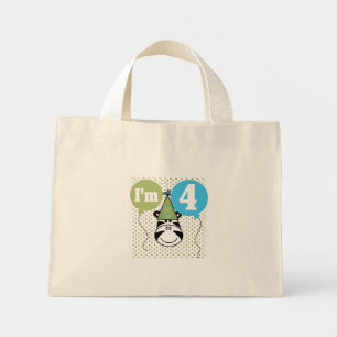Zebra 4th Birthday T-shirts and Gifts Mini Tote Bag