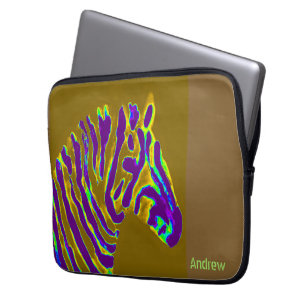 Zebra Abstract Art Purple Gold Personalised Laptop Sleeve