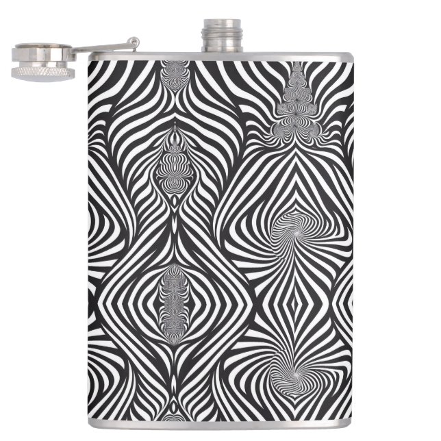 Zebra Abstract B&W Hip Flask (Opened)