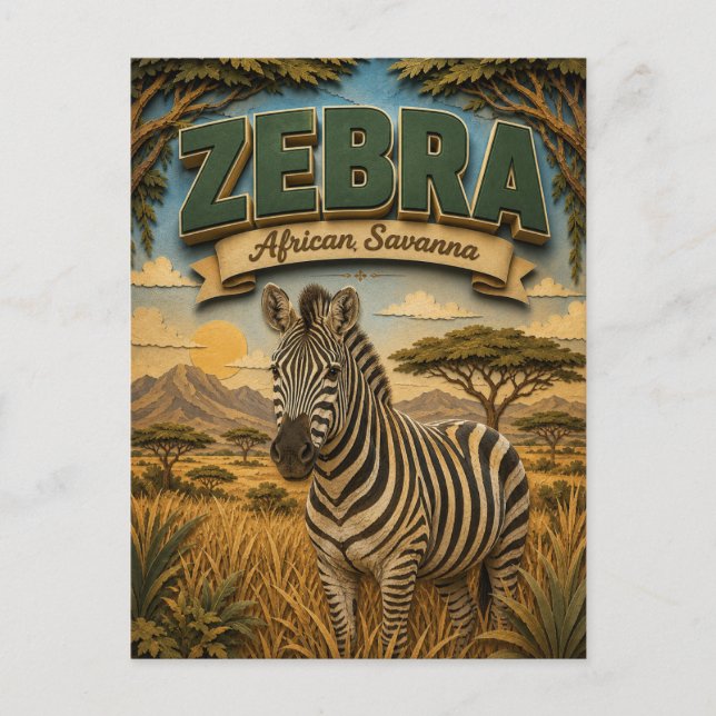Zebra African Savanna POPCUT Postcard (Front)