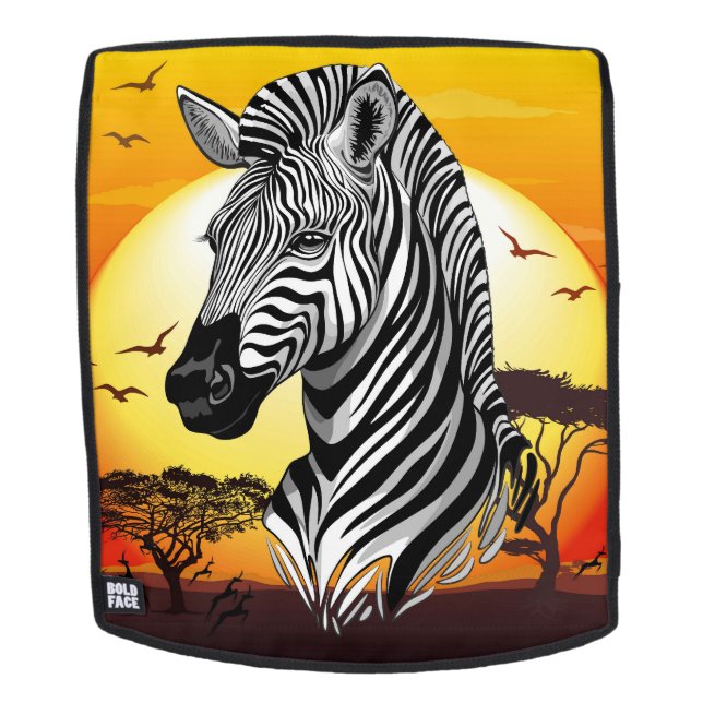 Zebra African Savanna Wild Animal Backpack (Removable Face)