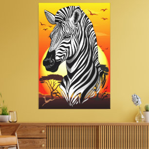 Zebra African Savanna Wild Animal Canvas Print