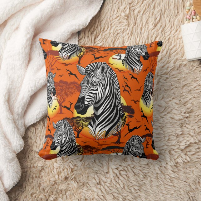 Zebra African Savanna Wild Animal Cushion (Blanket)