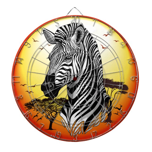 Zebra African Savanna Wild Animal Dartboard (Front)