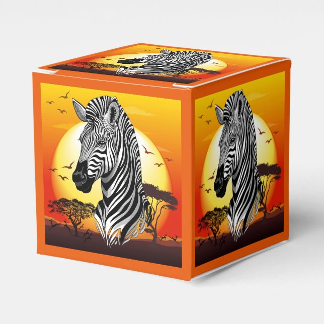 Zebra African Savanna Wild Animal Favour Box (Front Side)