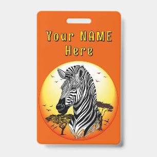 Zebra African Savanna Wild Animal ID Badge