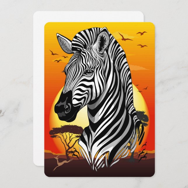 Zebra African Savanna Wild Animal Invitation (Front/Back)