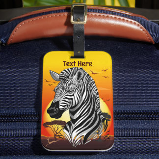 Zebra African Savanna Wild Animal Luggage Tag