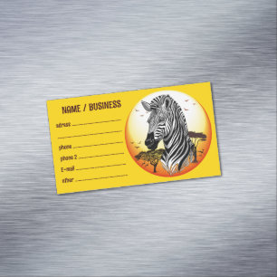 Zebra African Savanna Wild Animal Magnetic Business Card