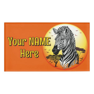 Zebra African Savanna Wild Animal Name Tag