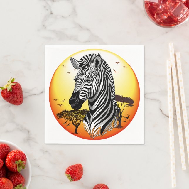 Zebra African Savanna Wild Animal Napkin (Insitu)