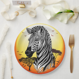 Zebra African Savanna Wild Animal Paper Plate