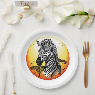 Zebra African Savanna Wild Animal Paper Plate
