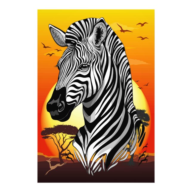 Zebra African Savanna Wild Animal Photo Print (Front)