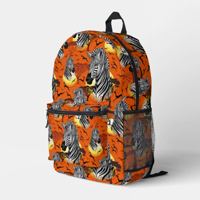 Zebra African Savanna Wild Animal Printed Backpack (Back Corner Right)