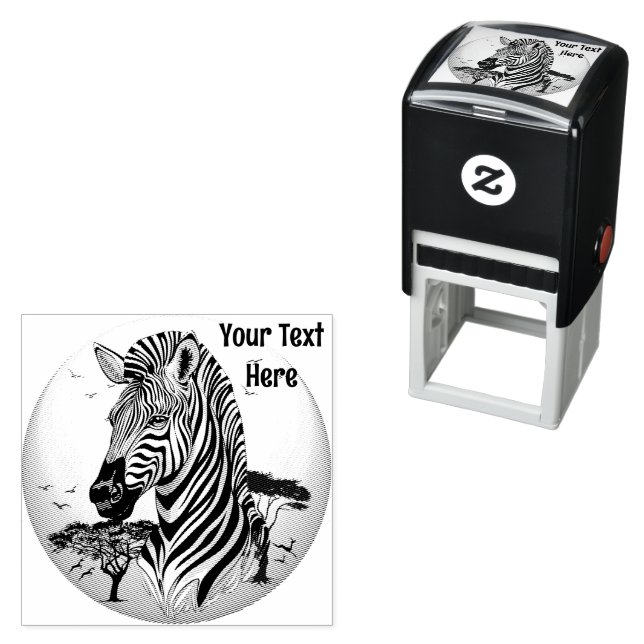 Zebra African Savanna Wild Animal Self-inking Stamp (In Situ)