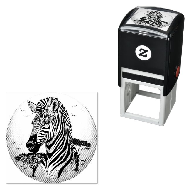 Zebra African Savanna Wild Animal Self-inking Stamp (In Situ)